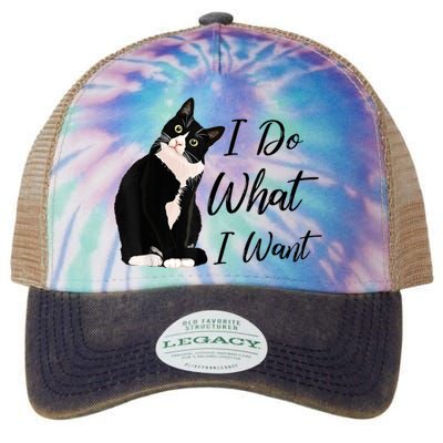 Do What I Want Tuxedo Cat Mom Cute Funny Graphic TShirt Legacy Tie Dye Trucker Hat