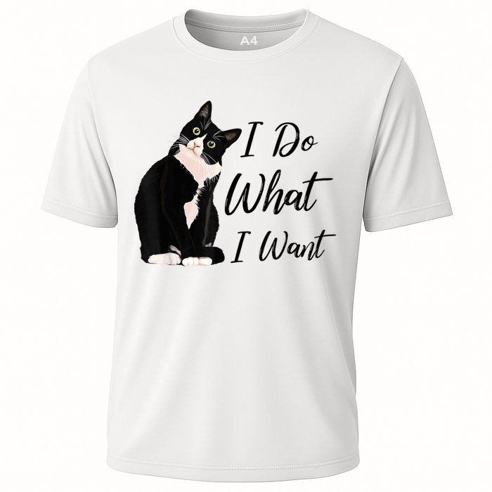 Do What I Want Tuxedo Cat Mom Cute Funny Graphic TShirt Cooling Performance Crew T-Shirt