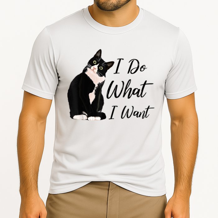 Do What I Want Tuxedo Cat Mom Cute Funny Graphic TShirt Cooling Performance Crew T-Shirt