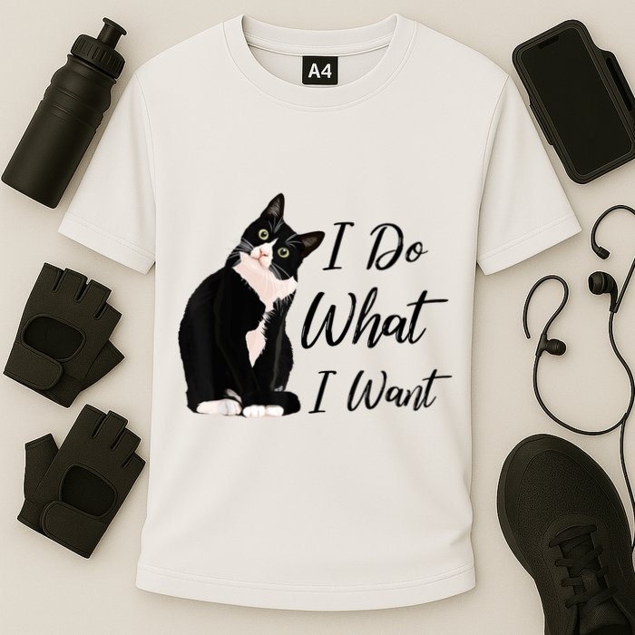 Do What I Want Tuxedo Cat Mom Cute Funny Graphic TShirt Cooling Performance Crew T-Shirt