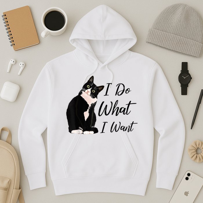 Do What I Want Tuxedo Cat Mom Cute Funny Graphic TShirt Hoodie