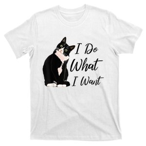 Do What I Want Tuxedo Cat Mom Cute Funny Graphic TShirt T-Shirt