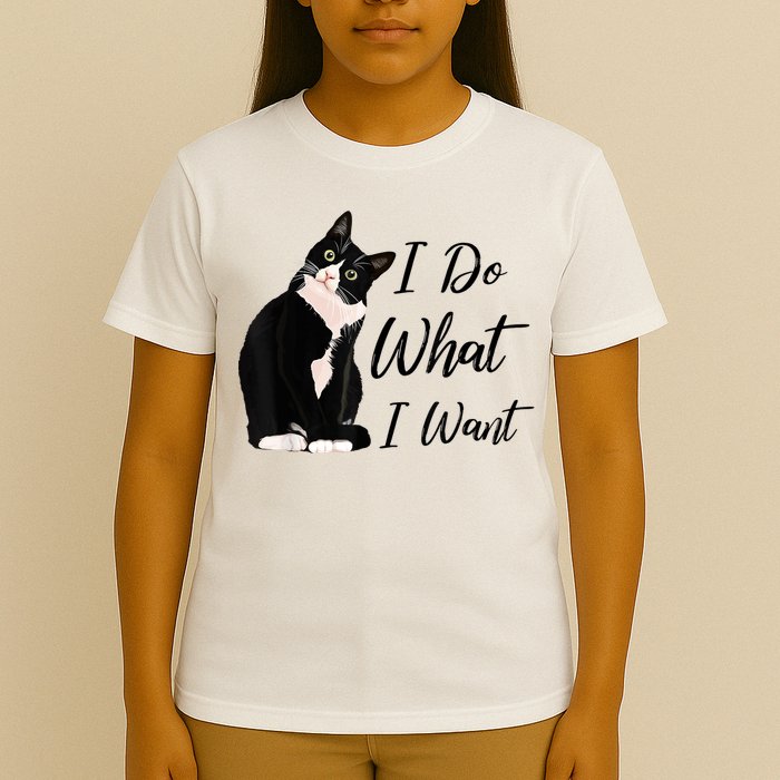 Do What I Want Tuxedo Cat Mom Cute Funny Graphic TShirt T-Shirt