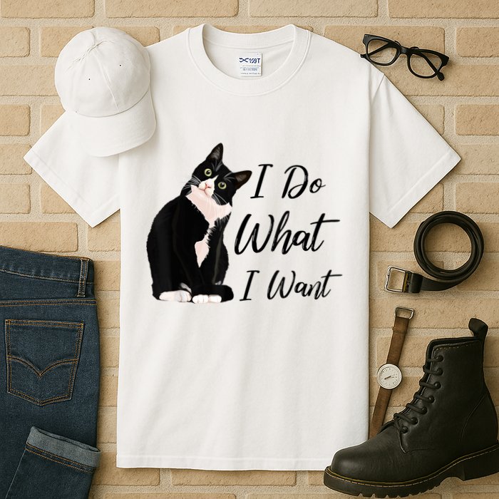 Do What I Want Tuxedo Cat Mom Cute Funny Graphic TShirt Tall T-Shirt