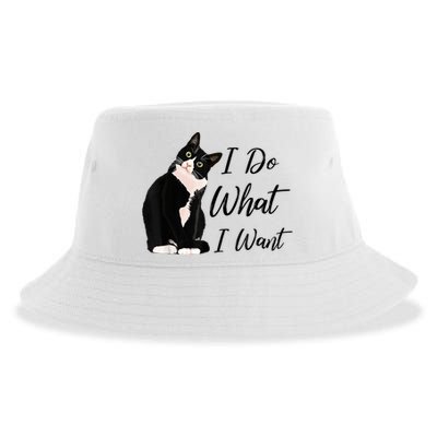 Do What I Want Tuxedo Cat Mom Cute Funny Graphic TShirt Sustainable Bucket Hat