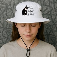 Do What I Want Tuxedo Cat Mom Cute Funny Graphic TShirt Bucket Hat