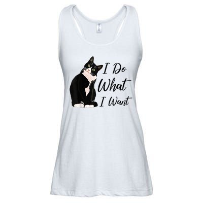 Do What I Want Tuxedo Cat Mom Cute Funny Graphic TShirt Ladies Essential Flowy Tank