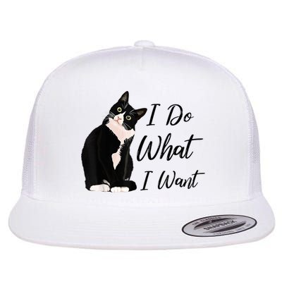 Do What I Want Tuxedo Cat Mom Cute Funny Graphic TShirt Flatbill Hat