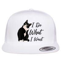 Do What I Want Tuxedo Cat Mom Cute Funny Graphic TShirt Flat Bill Trucker Hat