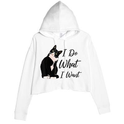 Do What I Want Tuxedo Cat Mom Cute Funny Graphic TShirt Crop Fleece Hoodie