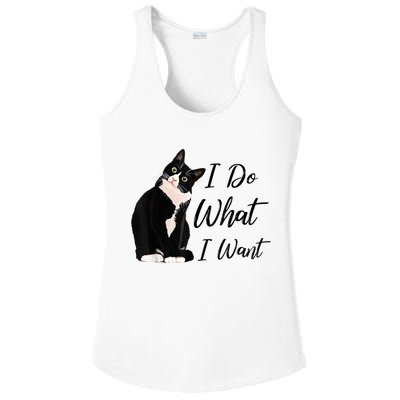 Do What I Want Tuxedo Cat Mom Cute Funny Graphic TShirt Ladies PosiCharge Competitor Racerback Tank