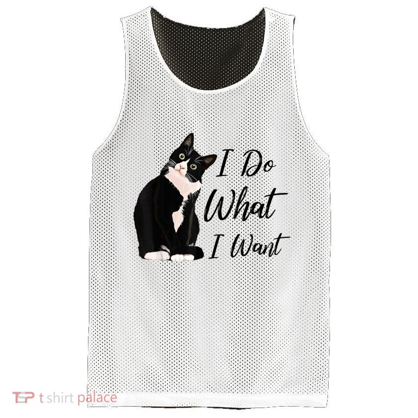 Do What I Want Tuxedo Cat Mom Cute Funny Graphic TShirt Mesh Reversible Basketball Jersey Tank