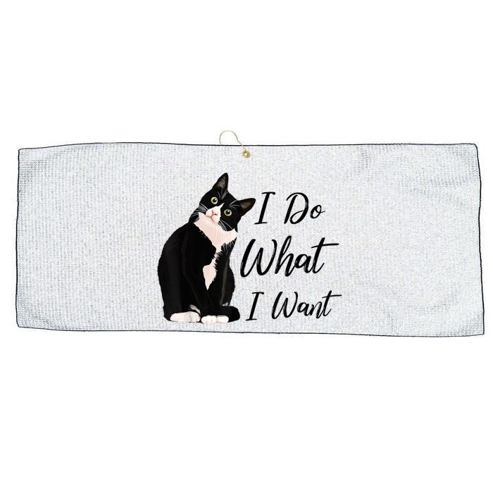 Do What I Want Tuxedo Cat Mom Cute Funny Graphic TShirt Large Microfiber Waffle Golf Towel