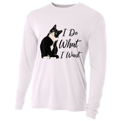 Do What I Want Tuxedo Cat Mom Cute Funny Graphic TShirt Cooling Performance Long Sleeve Crew
