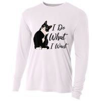 Do What I Want Tuxedo Cat Mom Cute Funny Graphic TShirt Cooling Performance Long Sleeve Crew