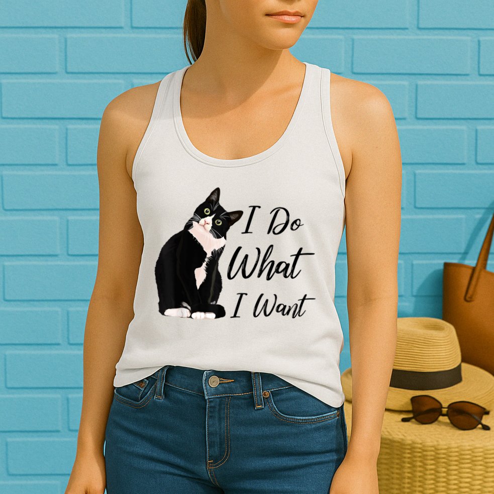 Do What I Want Tuxedo Cat Mom Cute Funny Graphic TShirt Womens Tank Top