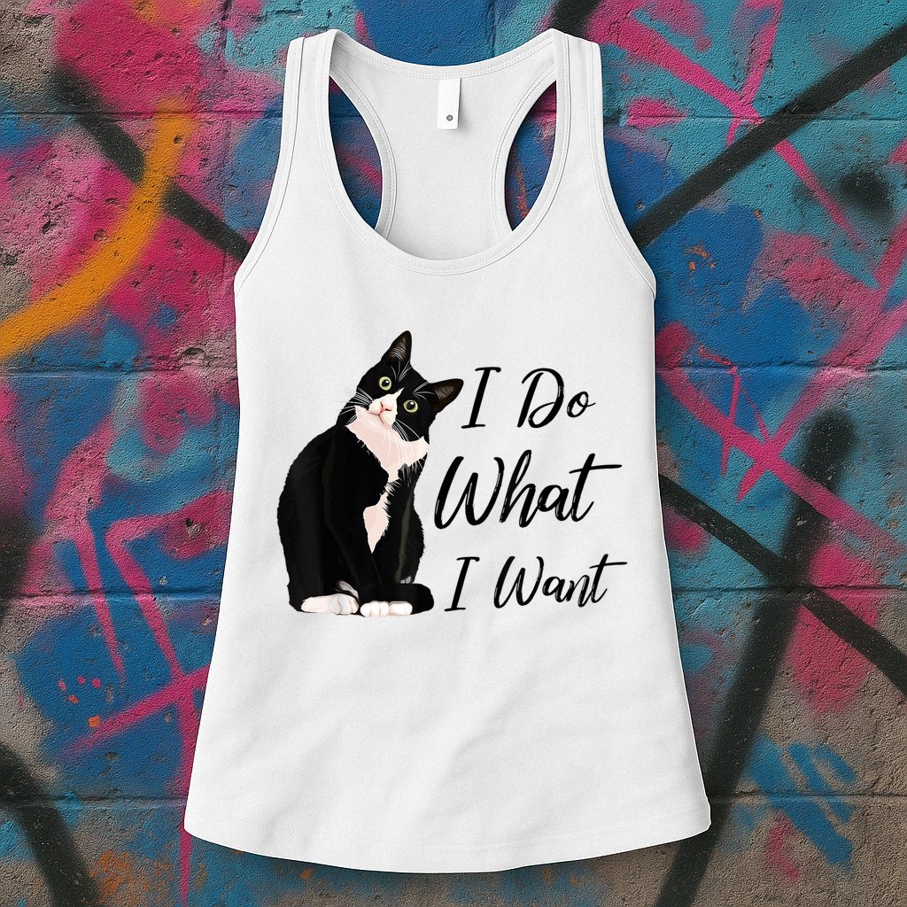 Do What I Want Tuxedo Cat Mom Cute Funny Graphic TShirt Womens Tank Top