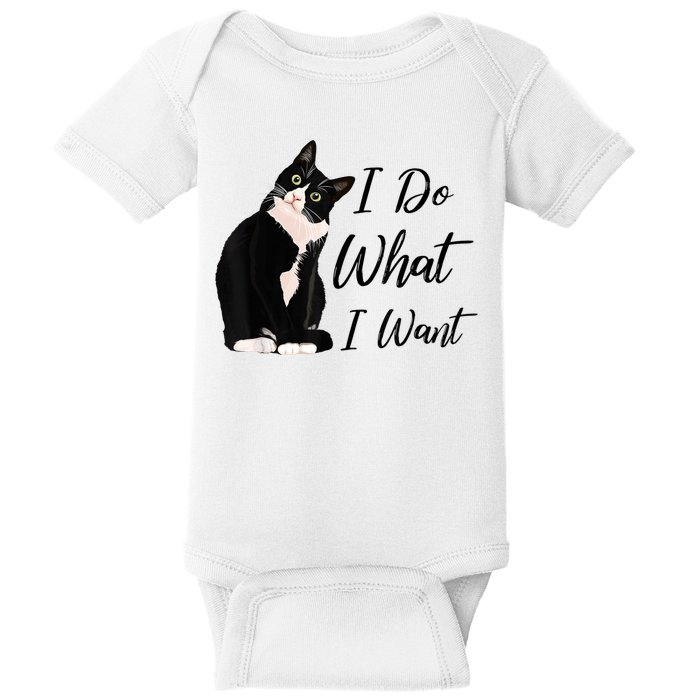 Do What I Want Tuxedo Cat Mom Cute Funny Graphic TShirt Baby Bodysuit