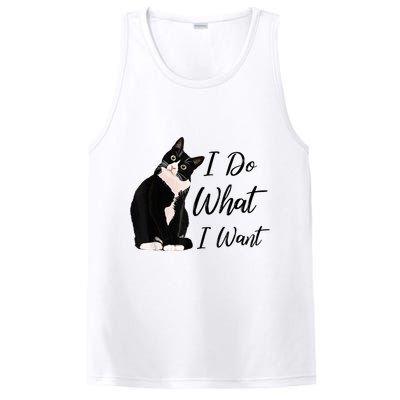Do What I Want Tuxedo Cat Mom Cute Funny Graphic TShirt PosiCharge Competitor Tank