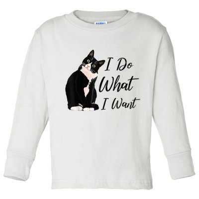 Do What I Want Tuxedo Cat Mom Cute Funny Graphic TShirt Toddler Long Sleeve Shirt