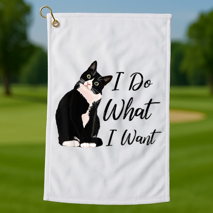 Do What I Want Tuxedo Cat Mom Cute Funny Graphic TShirt Golf Towel