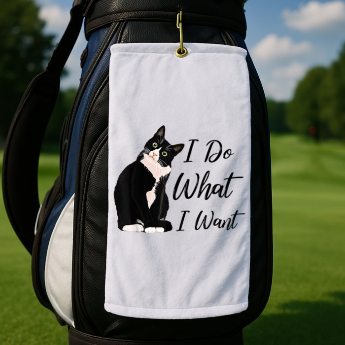Do What I Want Tuxedo Cat Mom Cute Funny Graphic TShirt Golf Towel