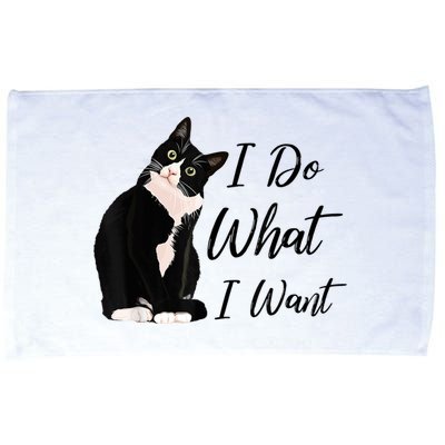 Do What I Want Tuxedo Cat Mom Cute Funny Graphic TShirt Microfiber Hand Towel