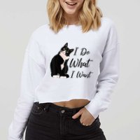 Do What I Want Tuxedo Cat Mom Cute Funny Graphic TShirt Cropped Pullover Crew