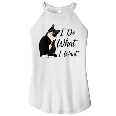 Do What I Want Tuxedo Cat Mom Cute Funny Graphic TShirt Women's Perfect Tri Rocker Tank