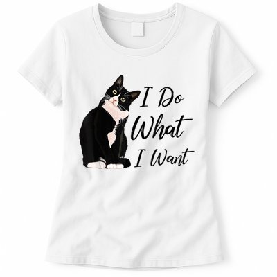 Do What I Want Tuxedo Cat Mom Cute Funny Graphic TShirt Womens T-Shirt