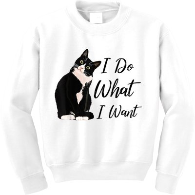 Do What I Want Tuxedo Cat Mom Cute Funny Graphic TShirt Kids Sweatshirt