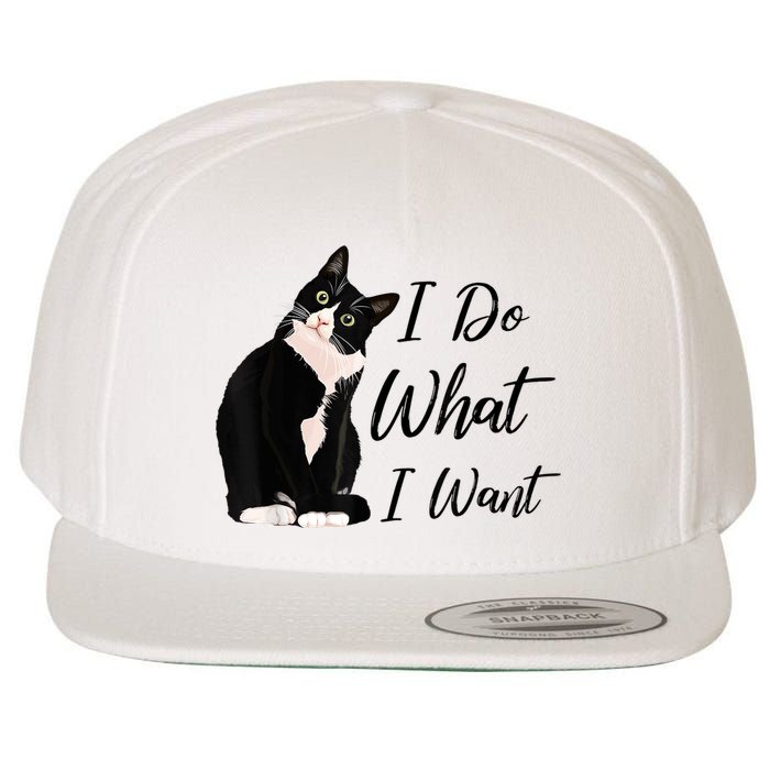 Do What I Want Tuxedo Cat Mom Cute Funny Graphic TShirt Wool Snapback Cap