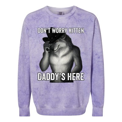 DonT Worry Kitten DaddyS Here Colorblast Crewneck Sweatshirt