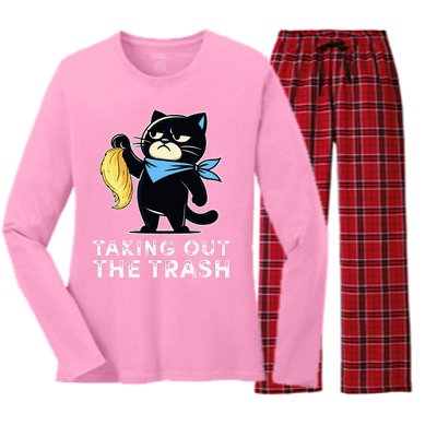 Debate Win Kamala Debate Trophy Taking Out The Trash Women's Long Sleeve Flannel Pajama Set 