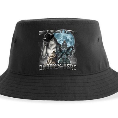 Don't Worry Kitten Daddy's Here Alpha Wolf Sustainable Bucket Hat