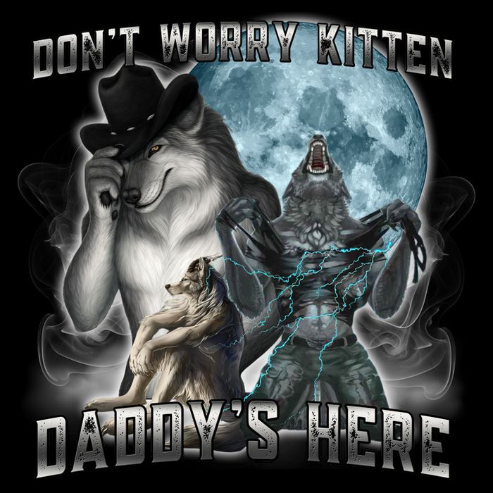 Don't Worry Kitten Daddy's Here Alpha Wolf Drawstring Bag