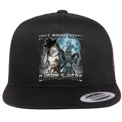 Don't Worry Kitten Daddy's Here Alpha Wolf Flatbill Hat