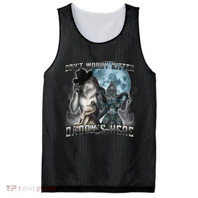 Don't Worry Kitten Daddy's Here Alpha Wolf Mesh Reversible Basketball Jersey Tank