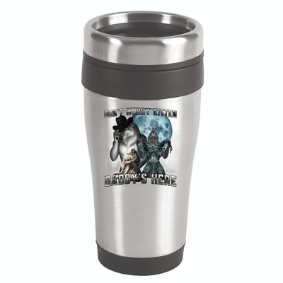 Don't Worry Kitten Daddy's Here Alpha Wolf 16oz Travel Tumbler