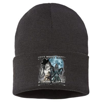 Don't Worry Kitten Daddy's Here Alpha Wolf Sustainable Knit Beanie
