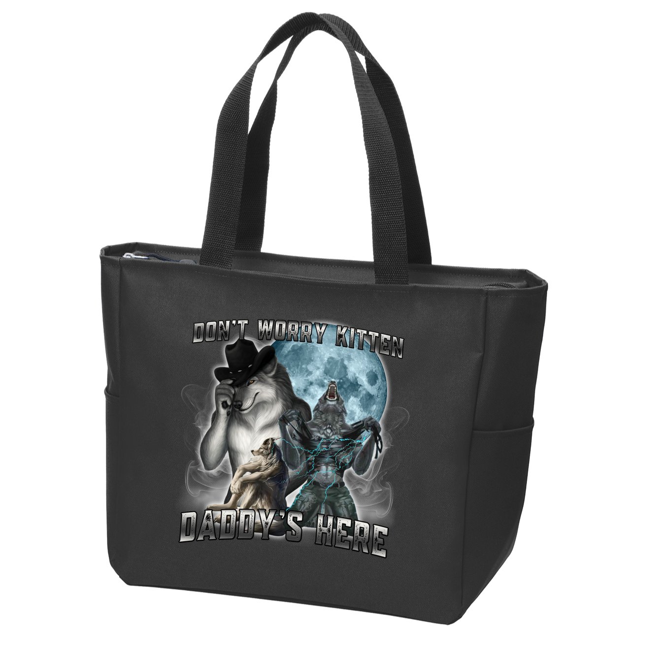 Don't Worry Kitten Daddy's Here Alpha Wolf Zip Tote Bag