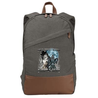 Don't Worry Kitten Daddy's Here Alpha Wolf Cotton Canvas Backpack