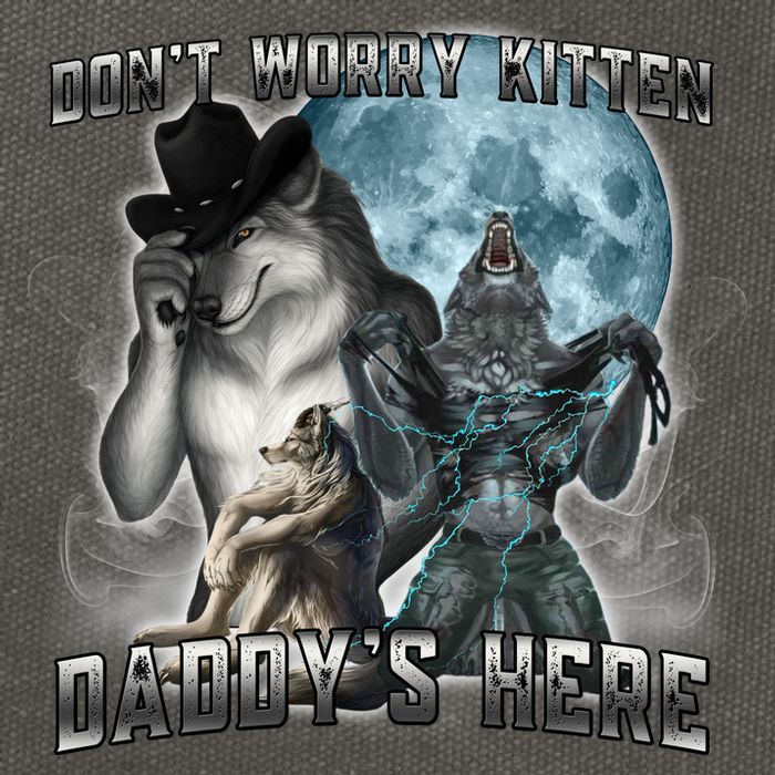 Don't Worry Kitten Daddy's Here Alpha Wolf Cotton Canvas Backpack
