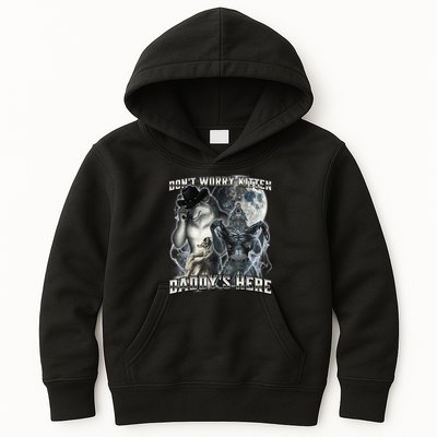 Don't Worry Kitten Daddy's Here Alpha Wolf Kids Hoodie
