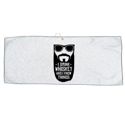 I Drink Whiskey And I Know Things Large Microfiber Waffle Golf Towel