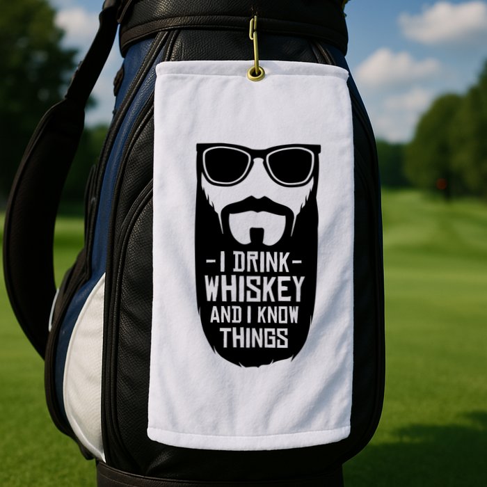 I Drink Whiskey And I Know Things Golf Towel
