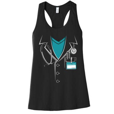 Doctor White Lab Coat Halloween Costume Women's Racerback Tank