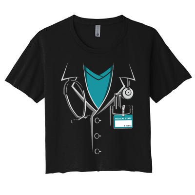 Doctor White Lab Coat Halloween Costume Women's Crop Top Tee