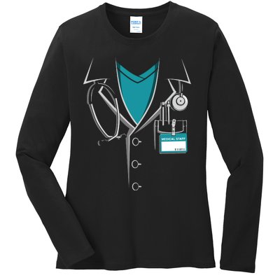 Doctor White Lab Coat Halloween Costume Ladies Long Sleeve Shirt