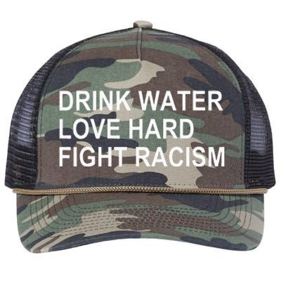 Drink Water Love Hard Fight Racism Retro Rope Trucker Hat Cap